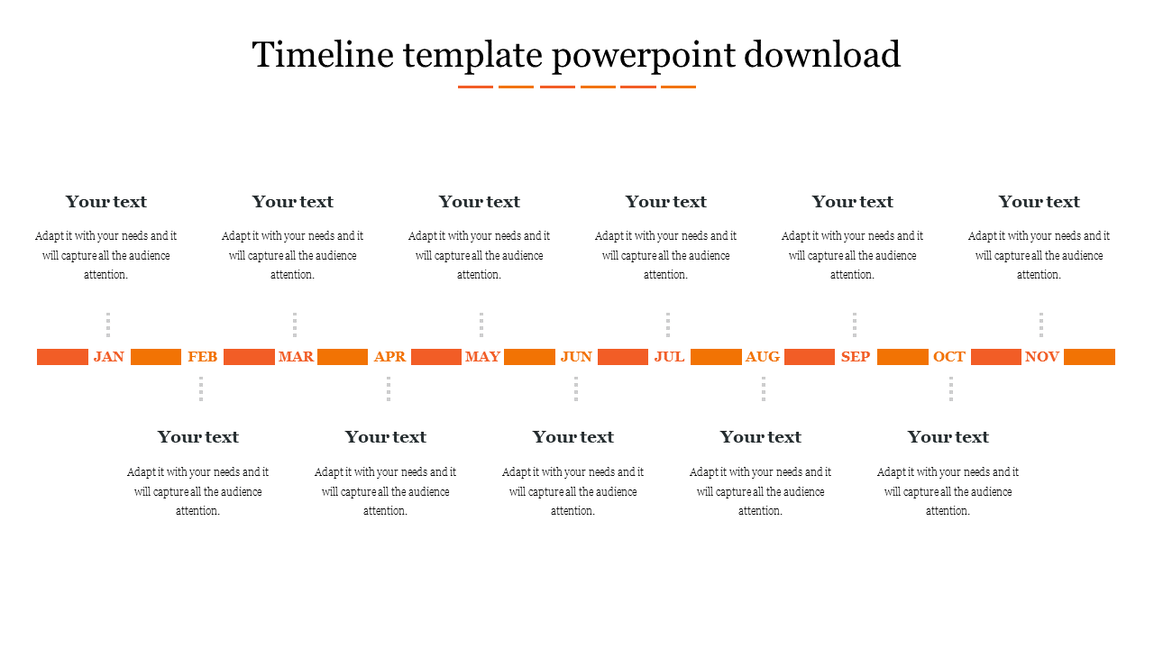 Free - Editable Timeline Template PowerPoint Download-Orange Color